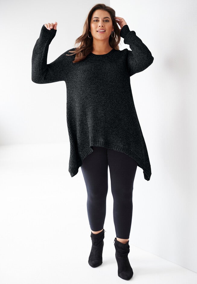 Shark Bite Pullover Tunic Sweater, BLACK, hi-res image number null