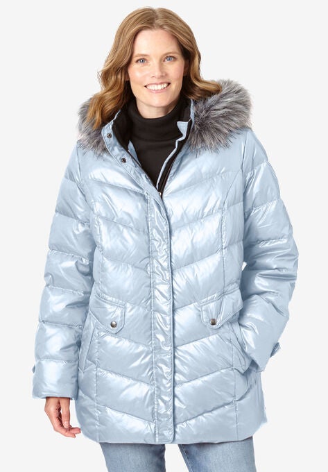 Hooded down fill puffer jacket, PEARL GREY, hi-res image number null