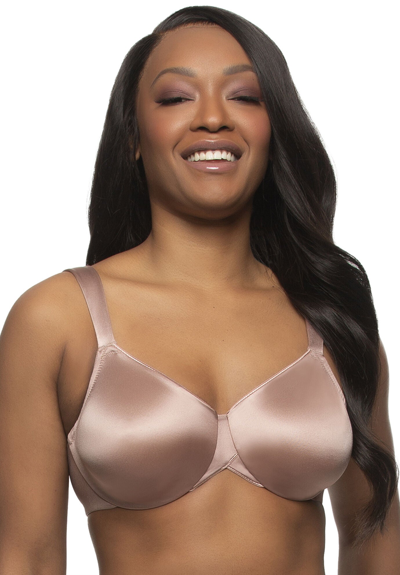 Stellar Smooth Satin Unlined Underwire Bra, ROSES TAN, hi-res image number 0
