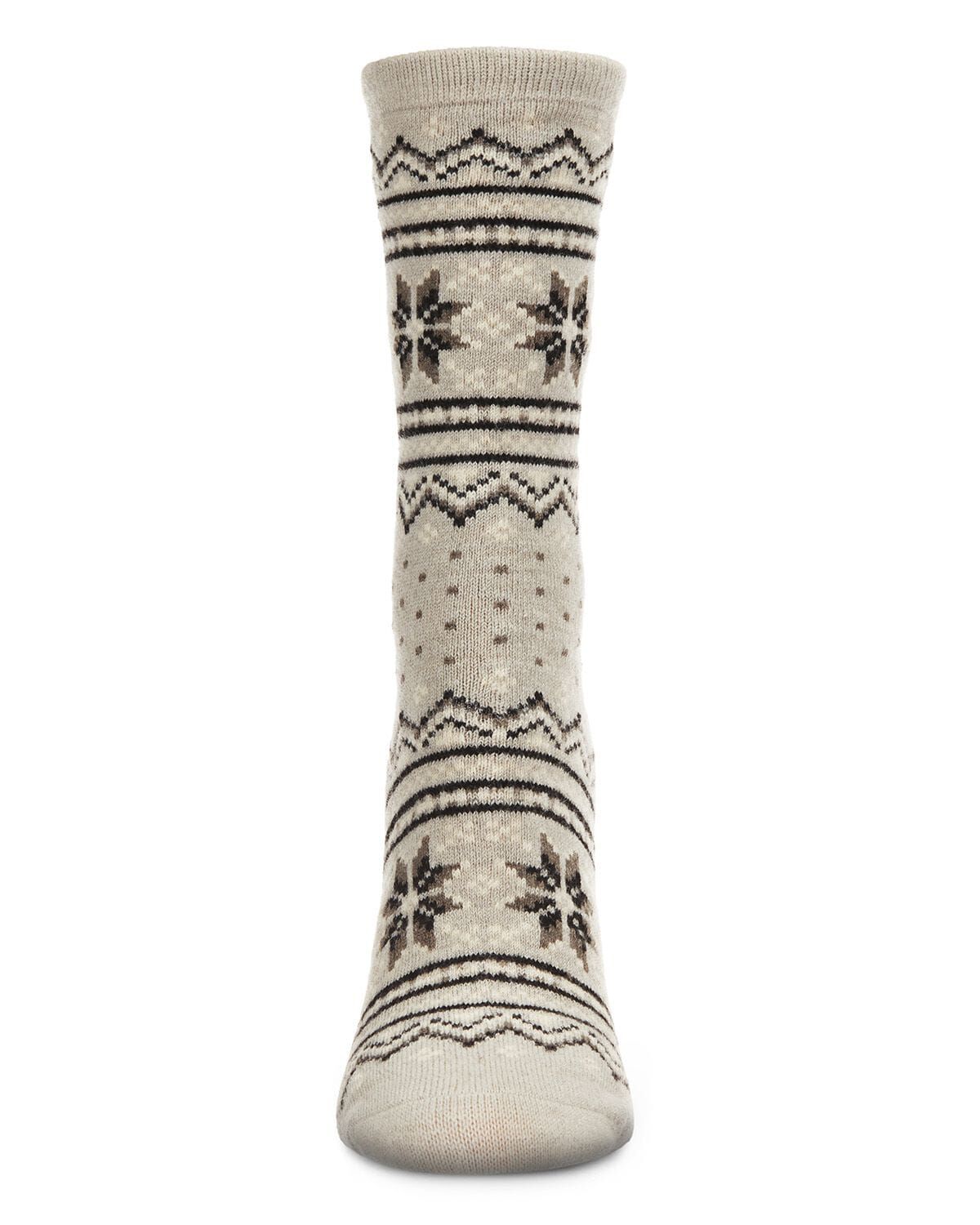 Women's Soft Fairisle Cashmere Blend Crew Socks, MED GRAY HEATHER, alternate image number 1