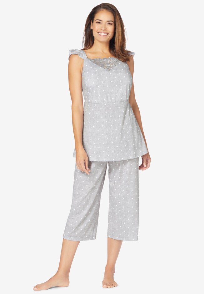 Supportive Capri PJ Set, HEATHER GREY DOT, hi-res image number 0