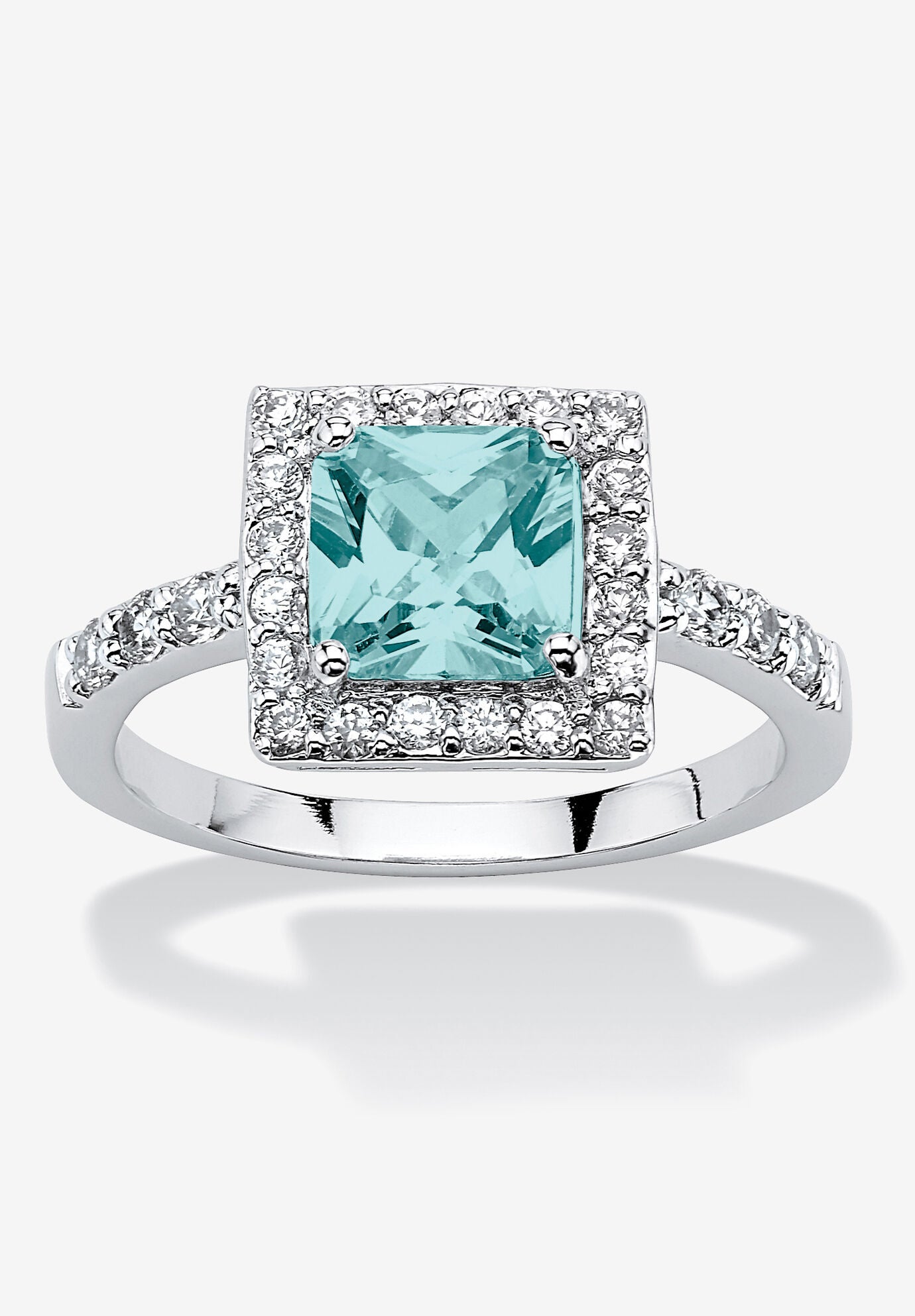 Simulated Birthstone and Crystal Halo Ring in Sterling Silver, DECEMBER, hi-res image number 0