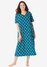 Long Print Sleepshirt, DEEP TEAL HEARTS, hi-res image number null