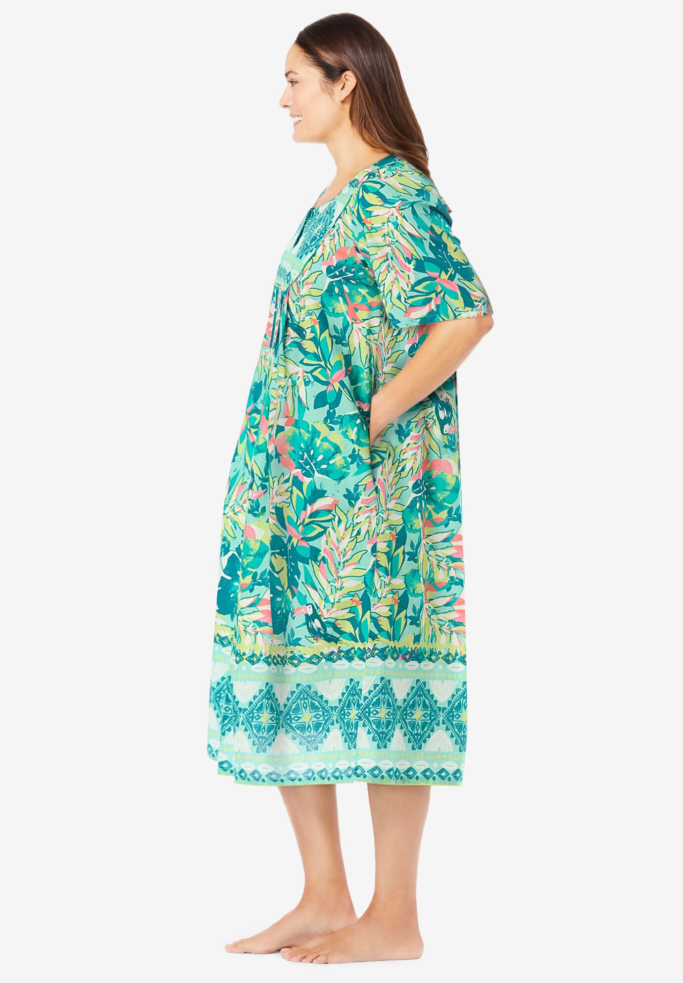 Mixed Print Short Lounger, ISLAND AQUA TROPICAL, alternate image number 2