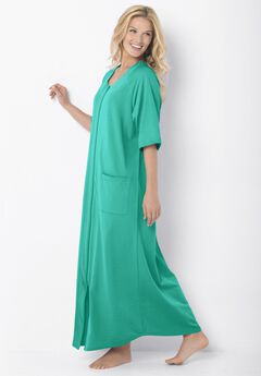 Long French Terry Zip-Front Robe