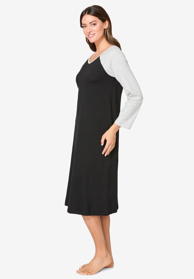 Avenue Body Baseball Sleepshirt, BLACK, alternate image number 2