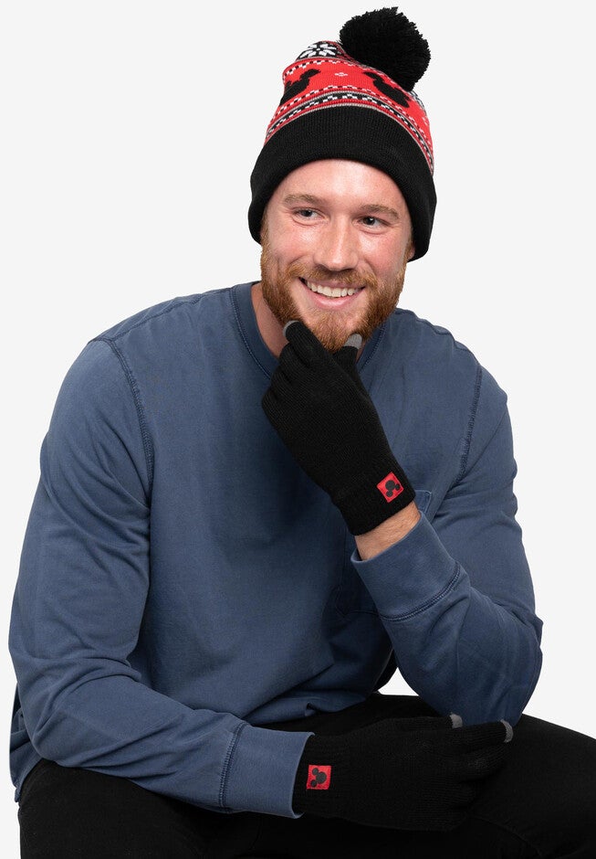 Adult Unisex Disney Mickey Mouse Knit Beanie Hat & Texting Gloves Black 2-PC Set, , alternate image number 4