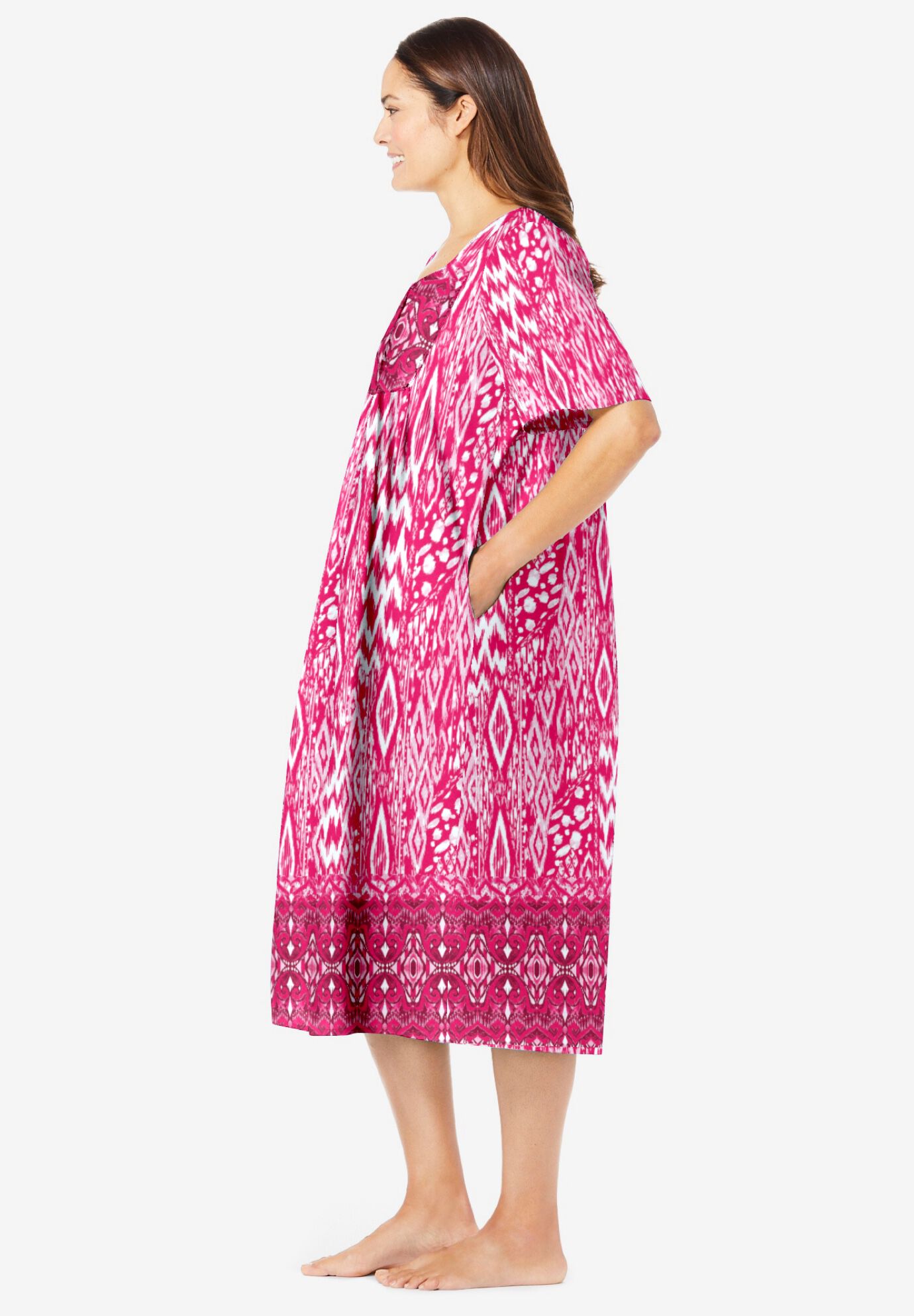 Mixed Print Short Lounger, PINK BURST IKAT, alternate image number 2