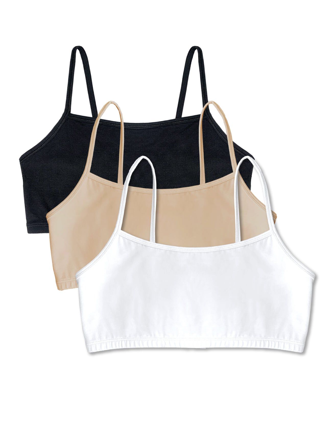 Bestform Spaghetti Strap Cotton Pullover Sports Bra 3-Pack - 5009036PP, WHITE NUDE BLACK, hi-res image number 0