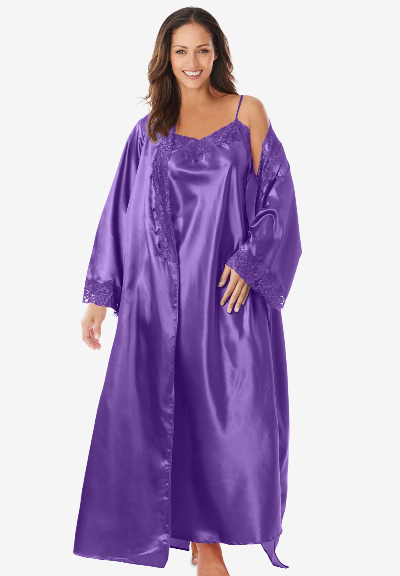 The Luxe Satin Long Peignoir Set | Catherines
