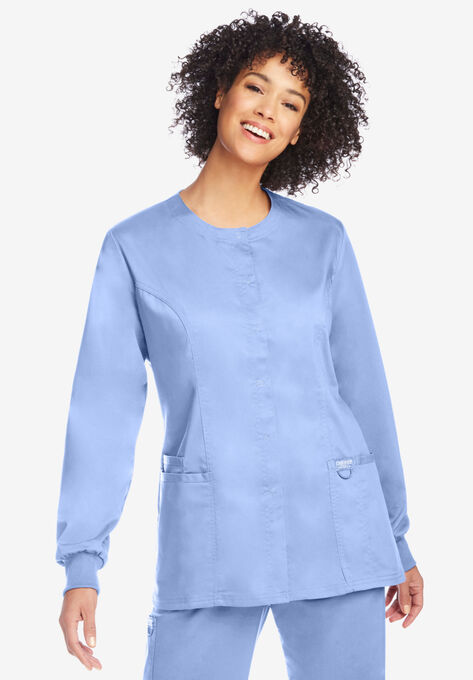 Modern Classic Snap Front Scrub Jacket, SKY BLUE, hi-res image number null