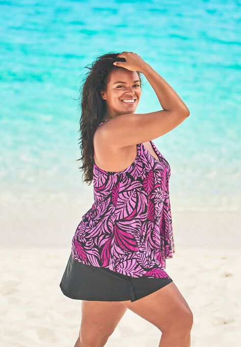 Longer Length Mesh Tankini Top, , alternate image number null