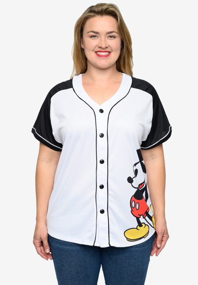 Mickey Mouse 28 Baseball Jersey Shirt White Button Down, , on-hover image number 1