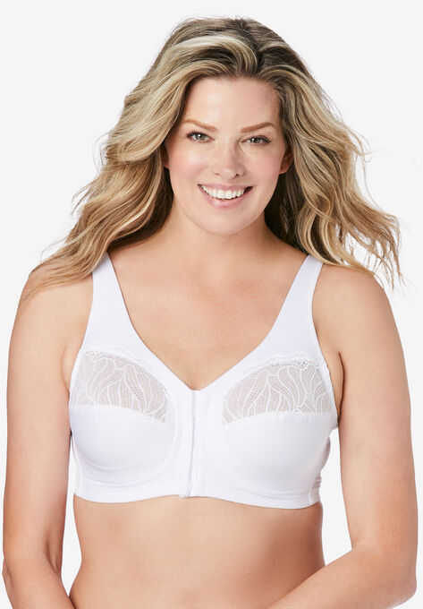 Full Figure Plus Size MagicLift Natural Shape Front-Close Bra Wirefree 1210, WHITE, hi-res image number null
