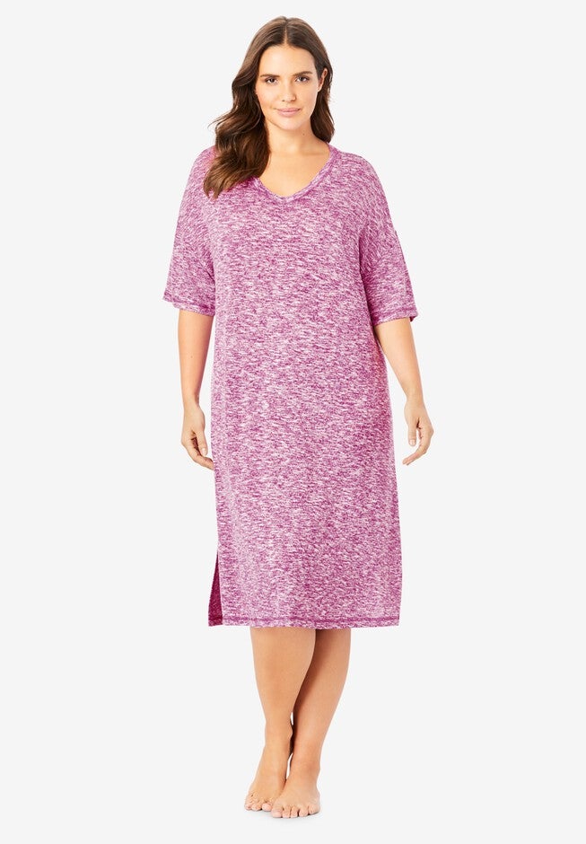 Short Marled Sleepshirt , RICH MAGENTA, hi-res image number null