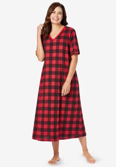 V-Neck Short Sleeve Midi Cotton Sleep Shirt