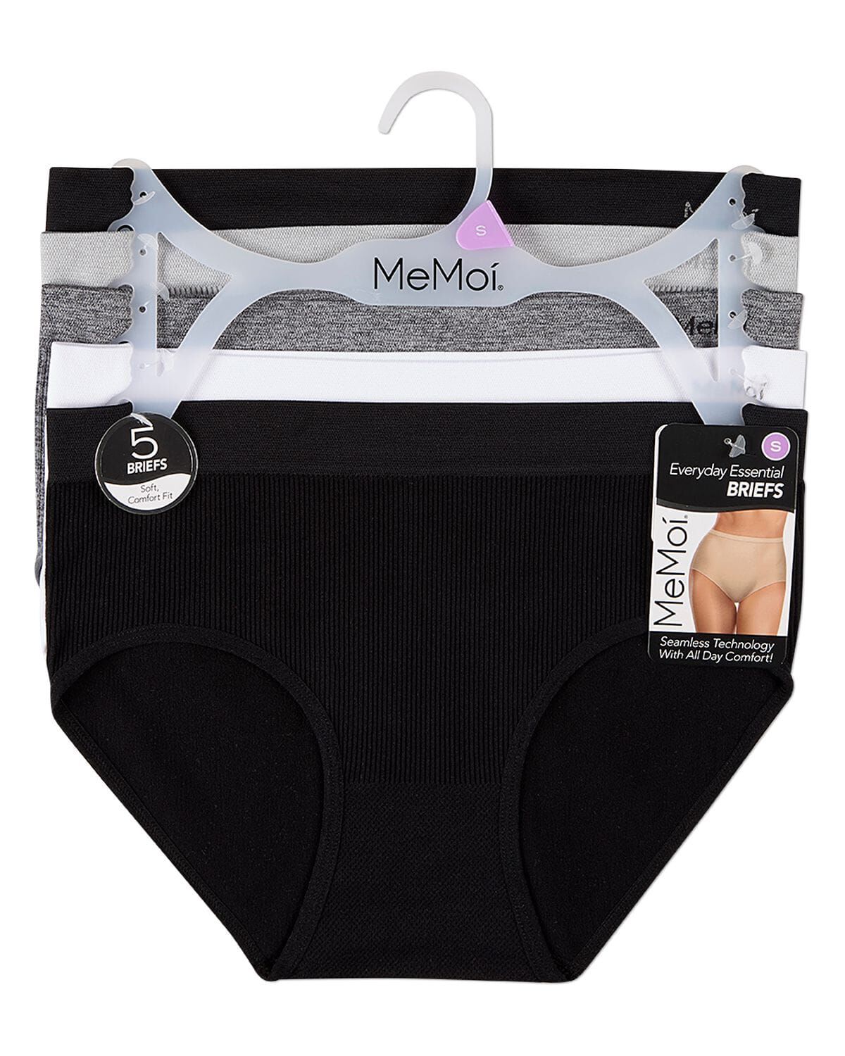 5 Pair Women's Seamless Pin-Rib Tag-Free Full-Coverage Brief Panties, DARK COLOR MULTI, alternate image number 1