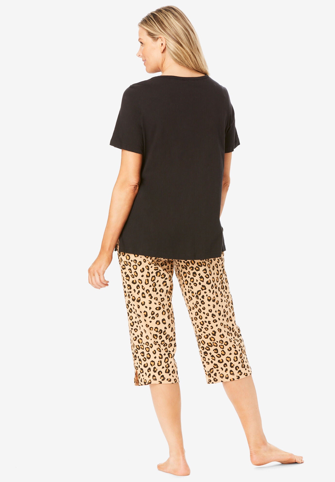 2-Piece Capri Cotton PJ Set, CLASSIC LEOPARD, on-hover image number 1