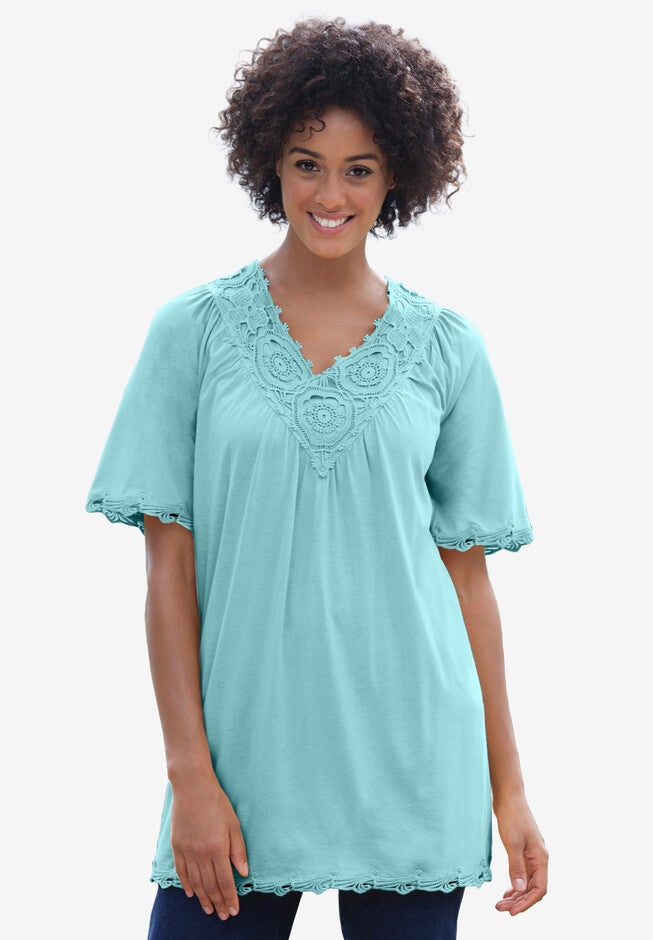 Rose Crochet Tunic, AZURE, hi-res image number null