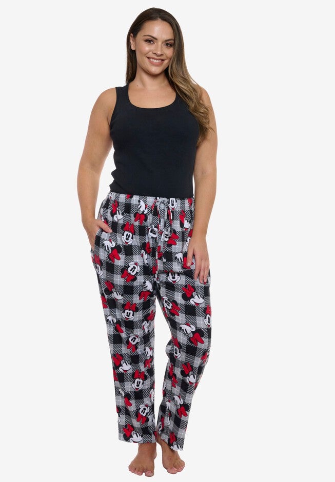 Women's Disney Minnie Mouse Pajama Pants Plaid Red Black, RED, alternate image number 3