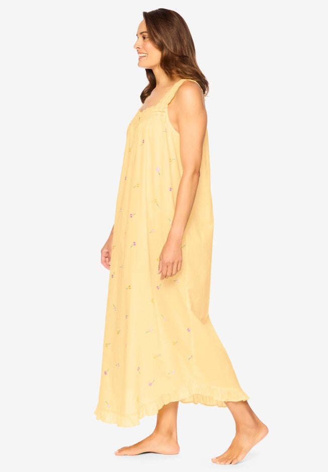 Short Embroidered Nightgown , BANANA, alternate image number null