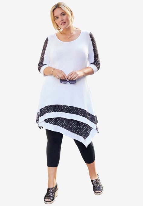 Hanky Hem Tunic, BLACK TOSSED DOT, hi-res image number null