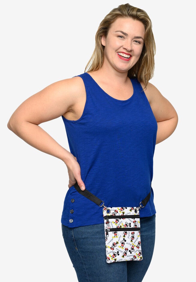 Mickey & Minnie Mouse Poses Passport Bag Travel Crossbody Purse White, , alternate image number 4