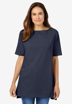 Perfect Short-Sleeve Boatneck Tunic