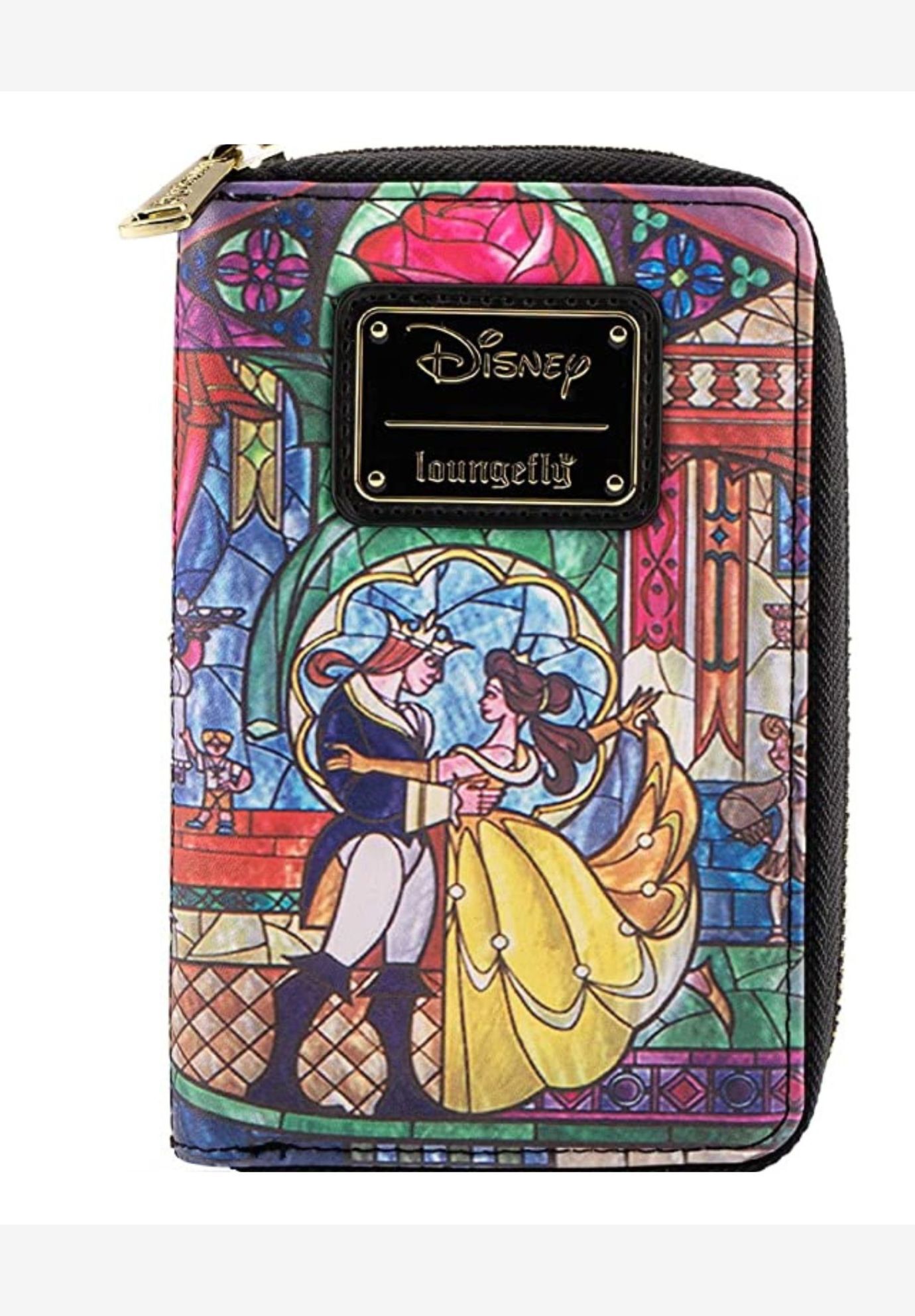 Loungefly x Disney Beauty and The Beast Belle Wallet Zip Around, BLACK, on-hover image number 1