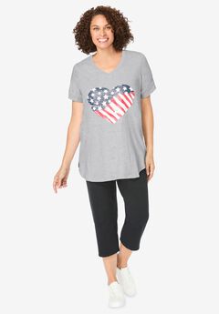 Two-Piece V-Neck Tunic & Capri Set