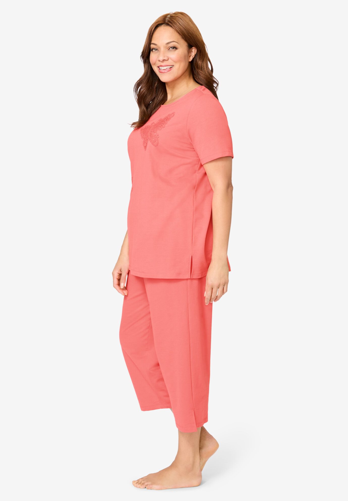 Dreams & Co&reg; 2-Piece Applique Capri, SWEET CORAL, alternate image number 2