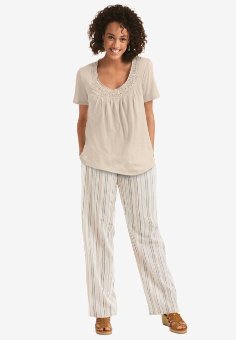 Straight Leg Linen Pant, , alternate image number null