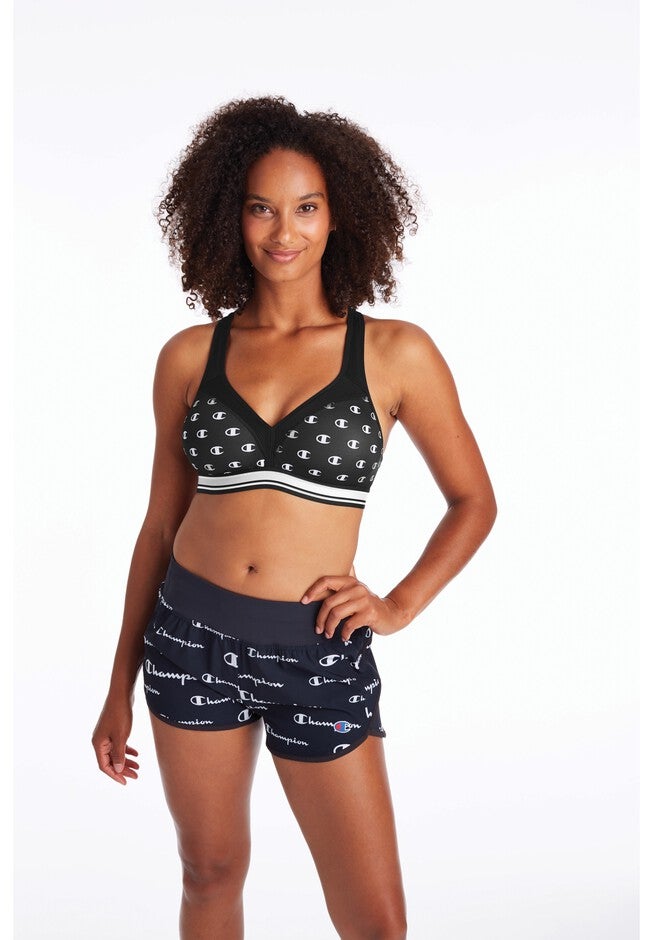 The Curvy Print Sports Bra , ALL OVER BLACK, hi-res image number 0