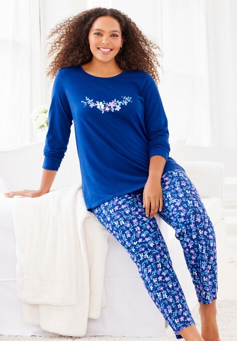 Long Sleeve Knit PJ Set , , alternate image number null