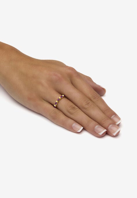 Yellow Gold-Plated Birthstone Baguette Eternity Ring, , alternate image number null