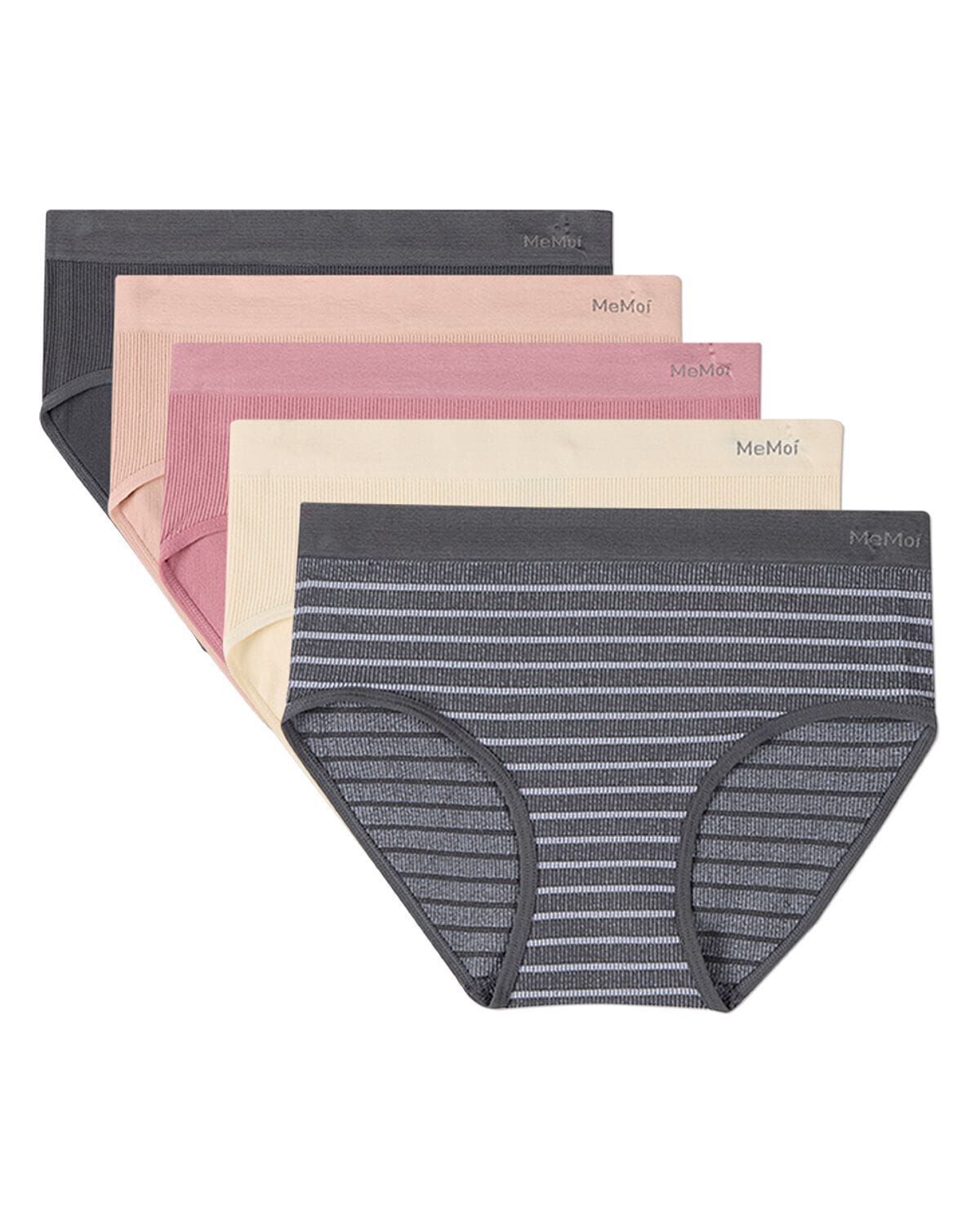 5 Pair Women's Seamless Pin-Rib Tag-Free Full-Coverage Brief Panties, STORM COLOR MULTI, hi-res image number 0