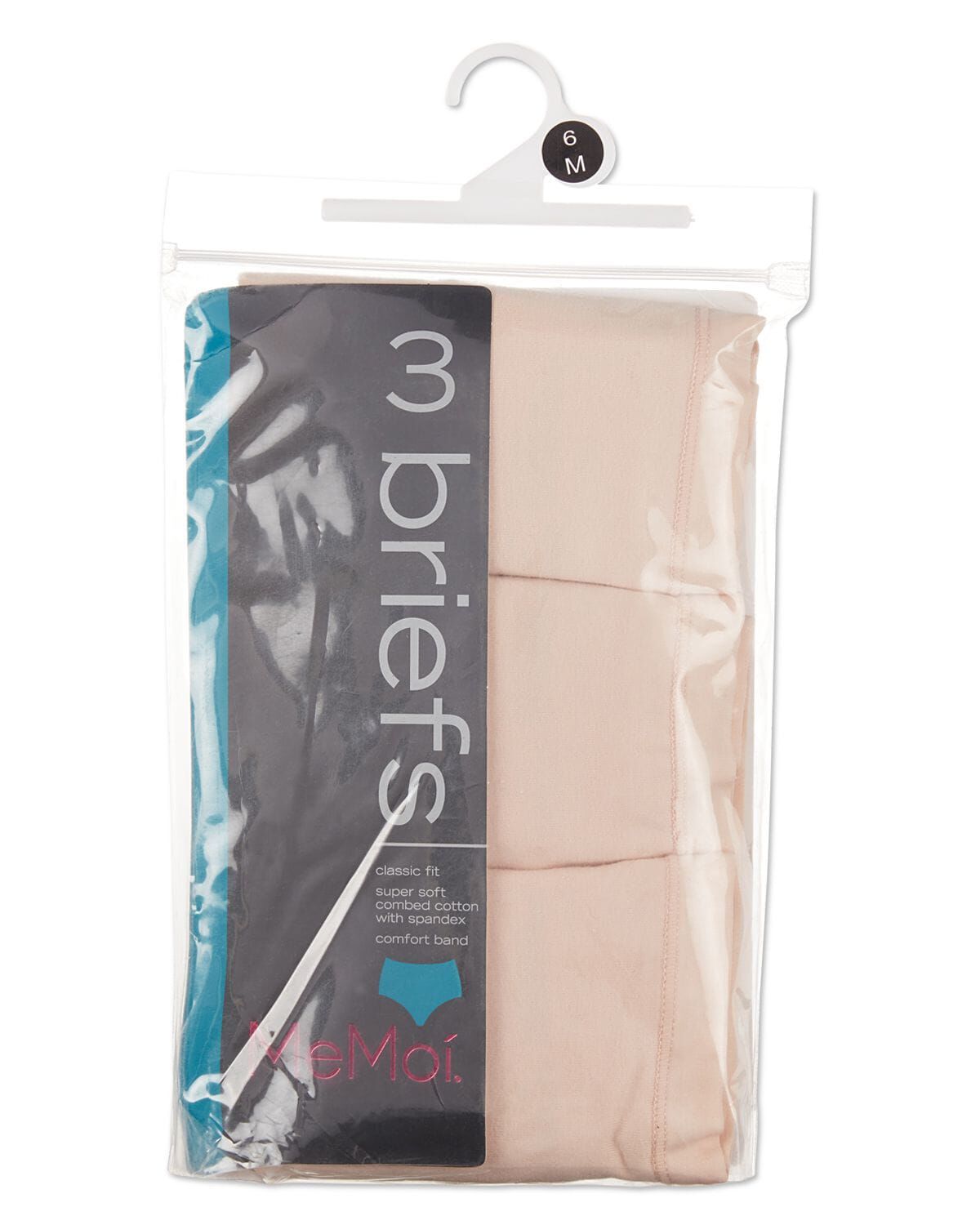 Ladies Combed Cotton Basic Brief Underwear 3-Pack, NUDE, alternate image number 4