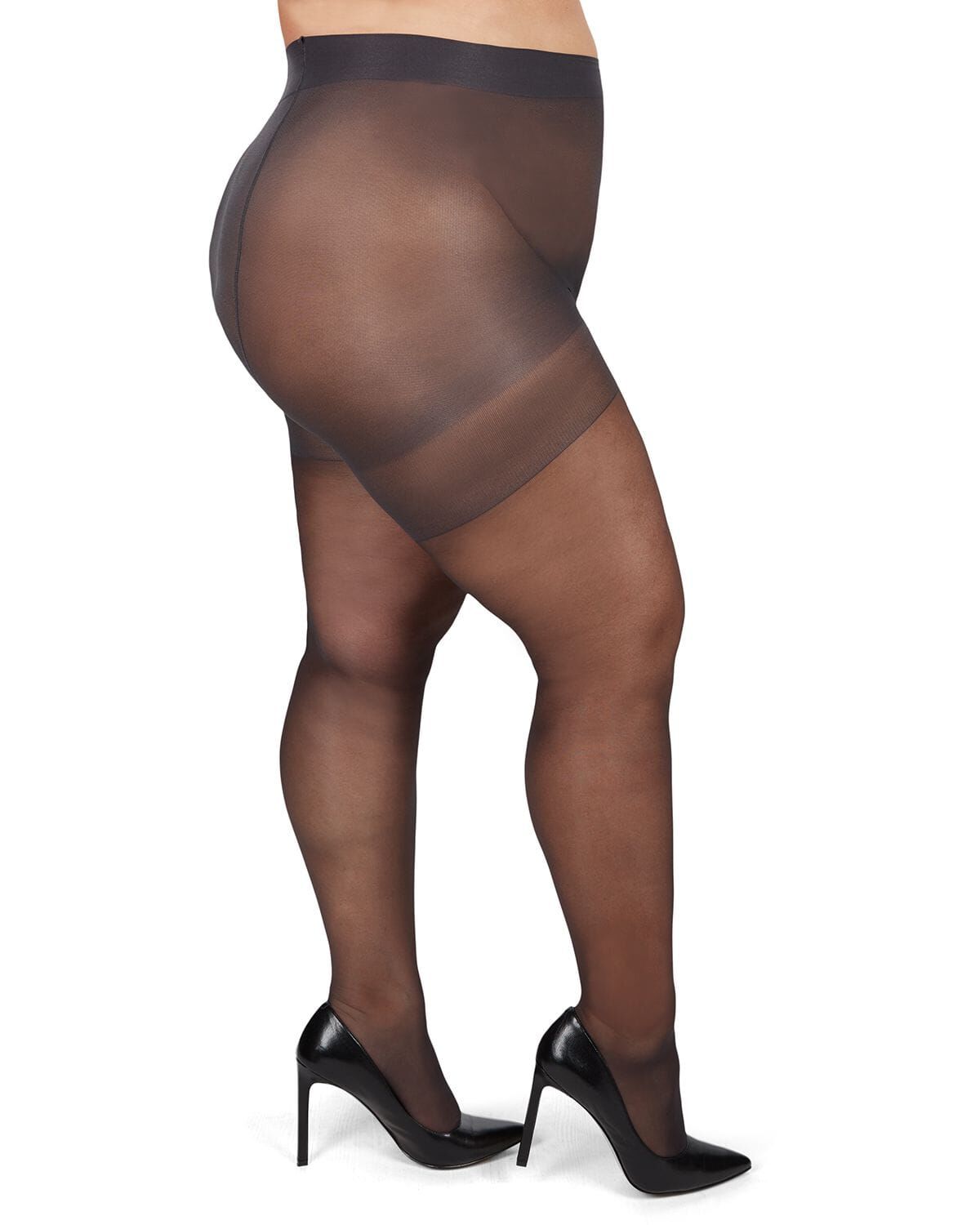 Energizing Plus Size Curvy Control Top Pantyhose, OFF BLACK, hi-res image number 0