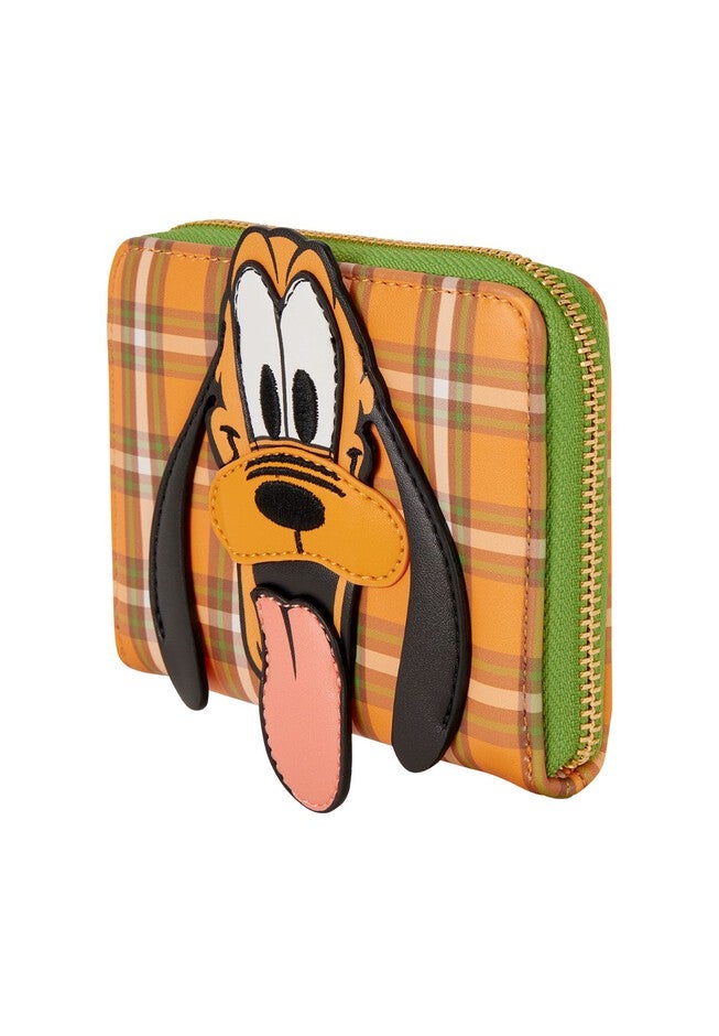 Loungefly x Disney Pluto 95th Anniversary Plaid Zip Around Wallet, ORANGE, alternate image number 3