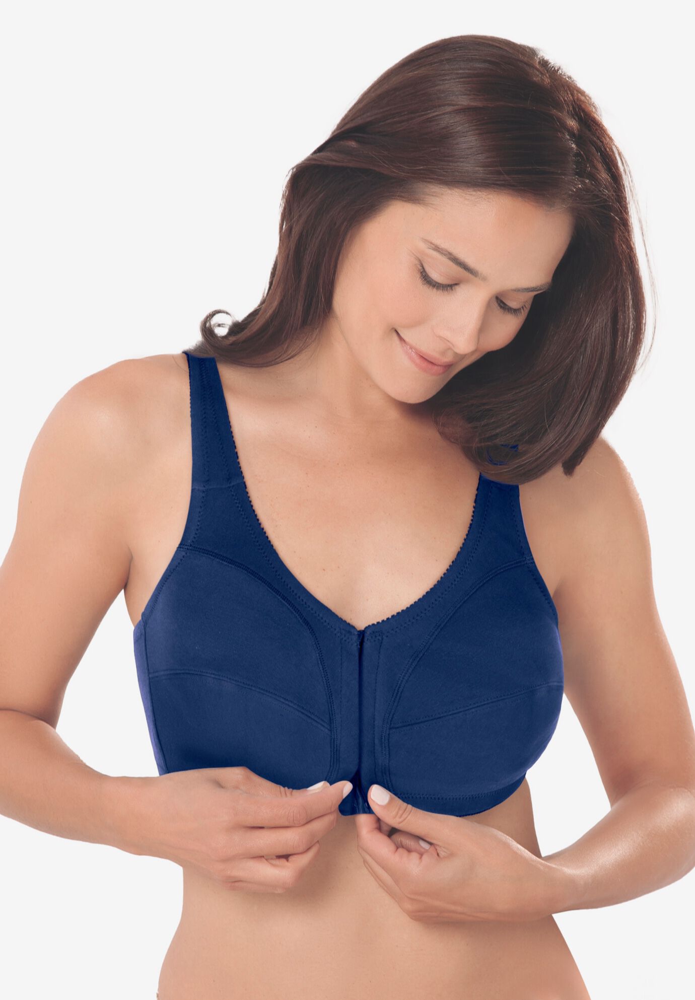 Cotton Front-Close Wireless Bra, , alternate image number 5