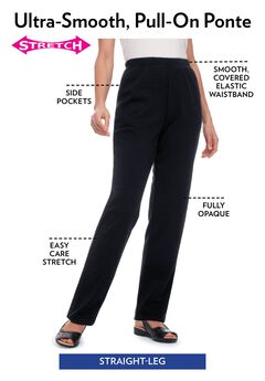 Straight-Leg Stretch Ponte-Knit Pull-On Pants