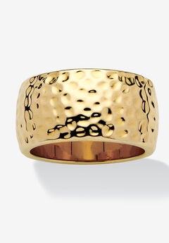 Hammered Style Ring in Yellow Goldplate (10mm)