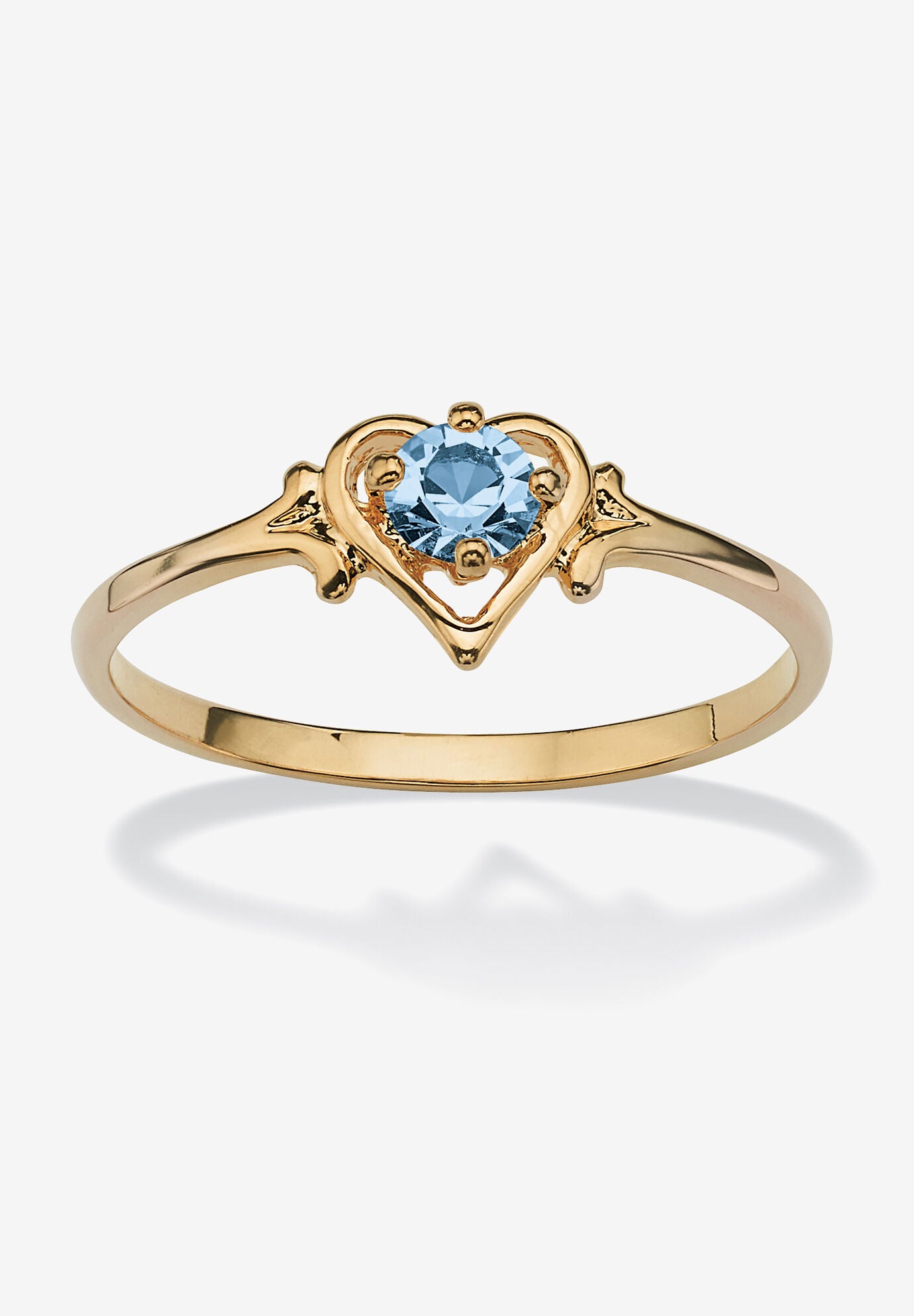 Yellow Gold-Plated Simulated Birthstone Ring, MARCH, hi-res image number 0