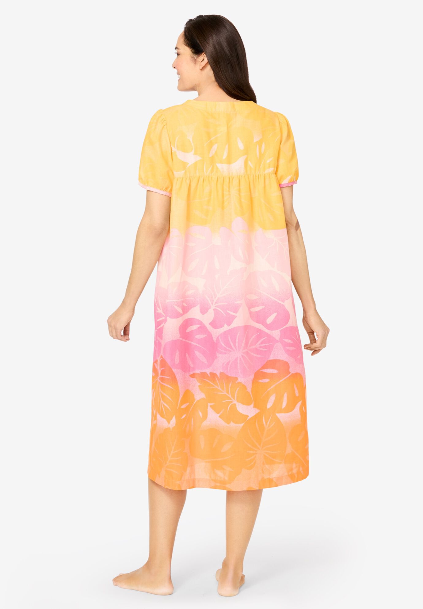 Short Print Shirred Lounger, MULTI TROPICAL OMBRE, on-hover image number 1