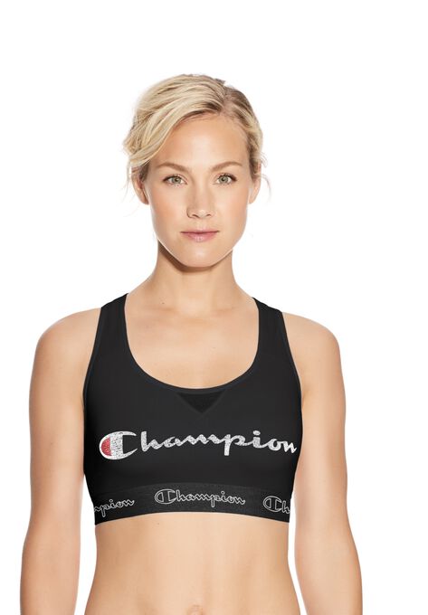 The Authentic Sports Bra, Script Logo , BLACK, hi-res image number null