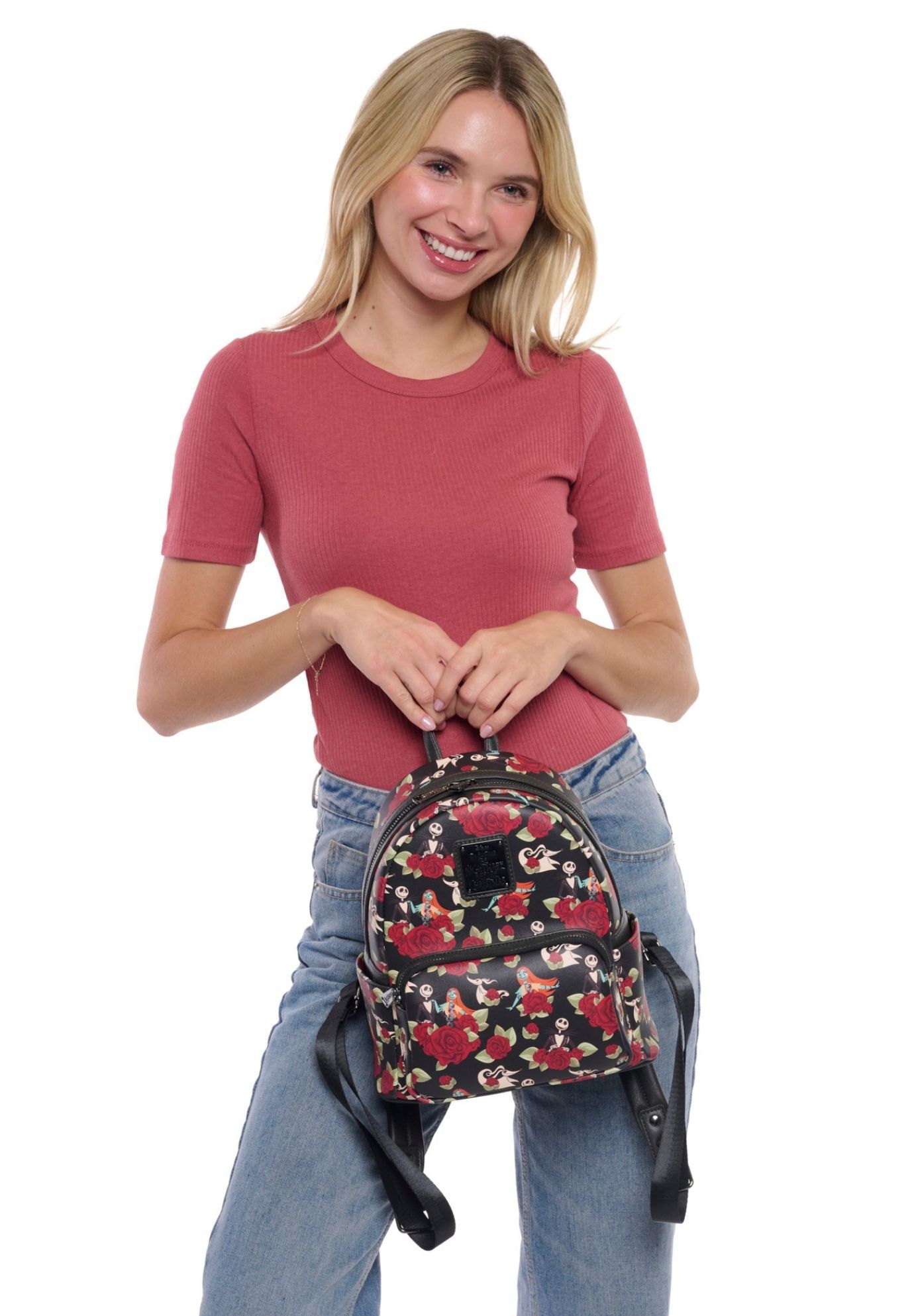 Loungefly x The Nightmare Before Christmas Jack Skellington Floral Mini Backpack, BLACK, alternate image number 6