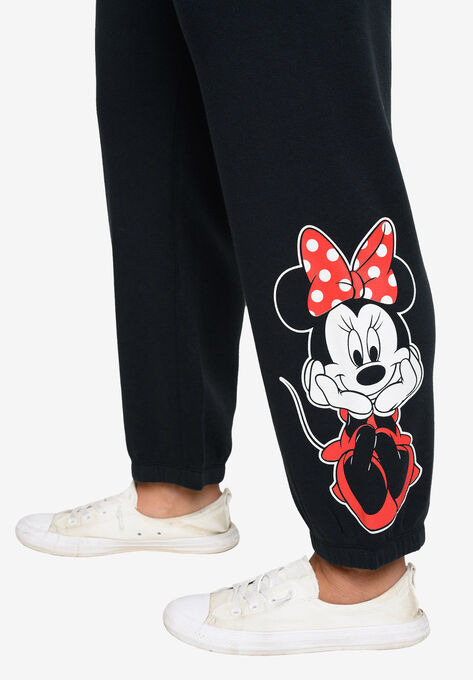 Minnie Mouse Fleece Jogger Pants Elastic Cuff Black, , alternate image number null