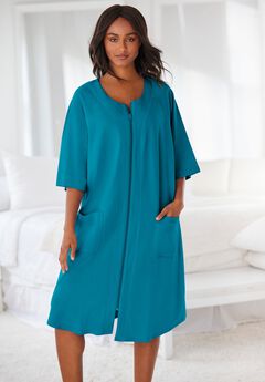 Short French Terry Zip-Front Robe
