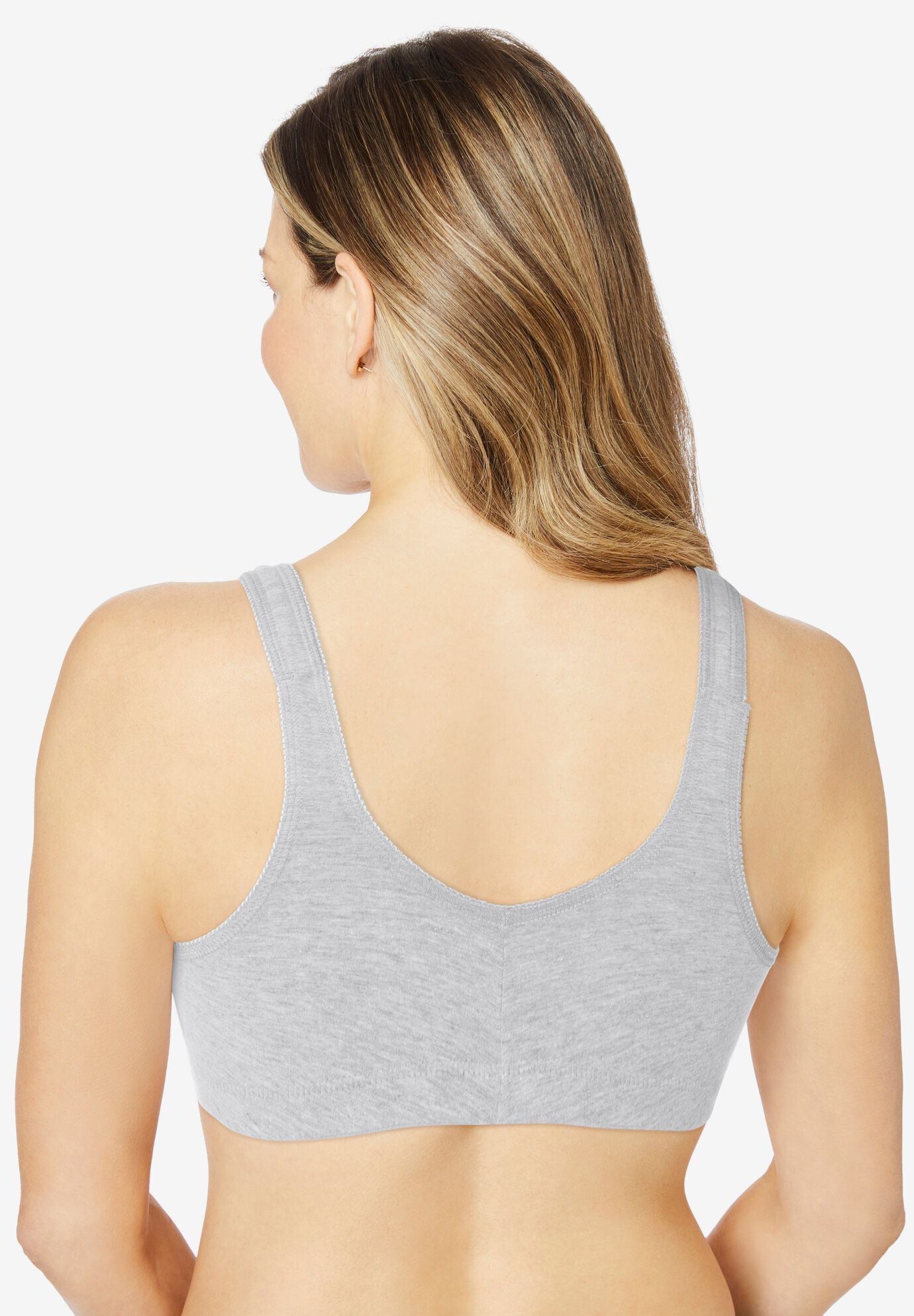 Leading Lady&reg; Meryl Cotton Front-Close Wireless Bra, HEATHER GREY, on-hover image number 1
