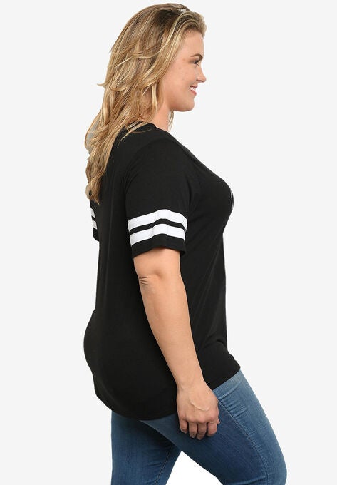 Disney Retro Minnie Mouse Classic Sport V-Neck T-Shirt Black, , alternate image number null